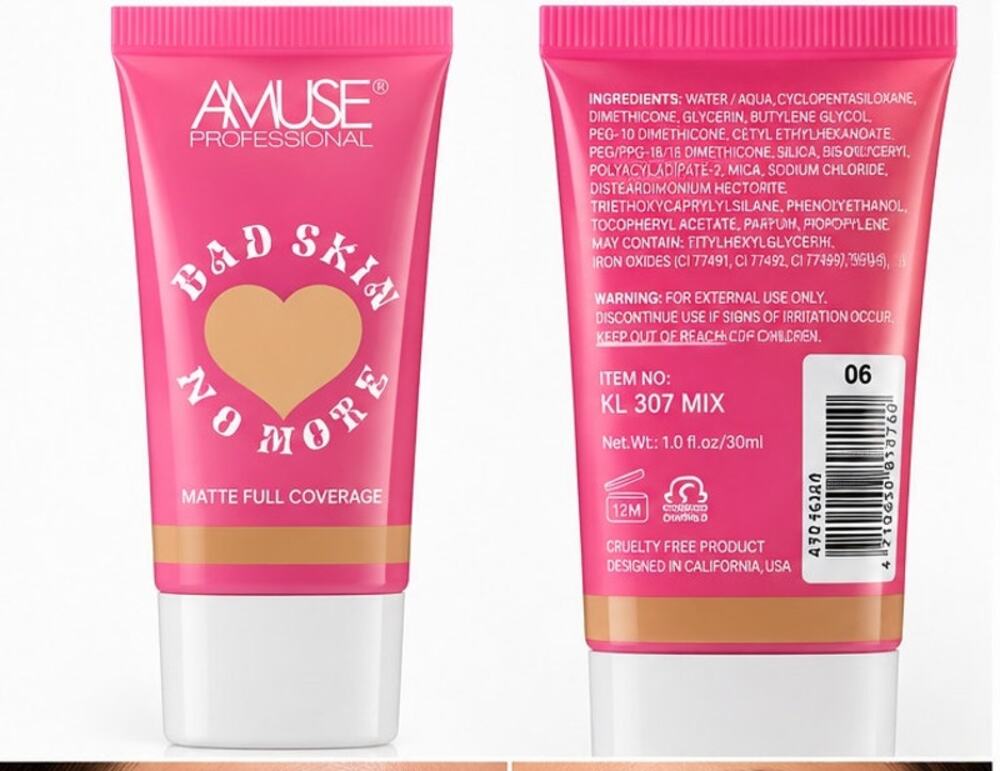 AMUSE Professional Bad Skin No More Matte Full Coverage Foundation – Shade 06